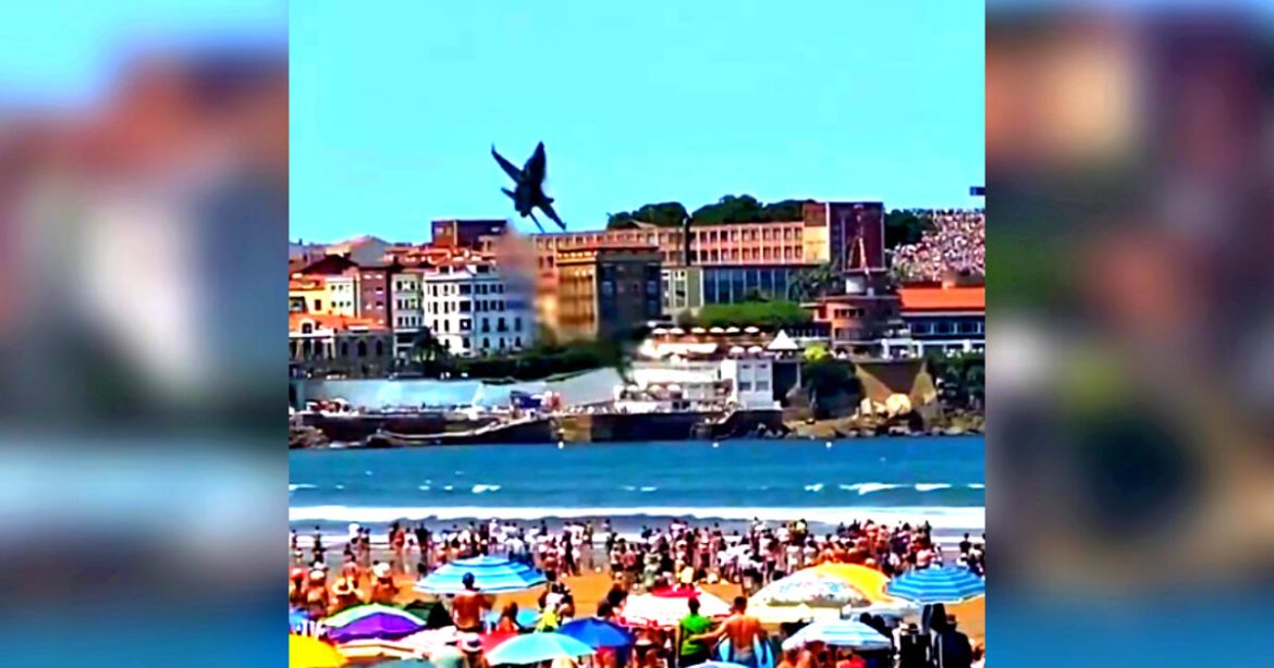 WATCH: Close Call as Fighter Jet Almost Crashes Into a Beach Full of People During Air Show in Spain