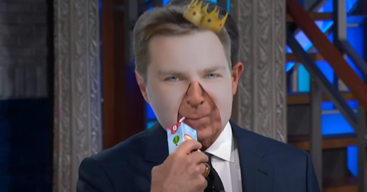 YIKES: Colbert Peddles Bogus Smear Against JD Vance While Wearing His Face During Bizarre Bit About River Water Hoax (VIDEO)